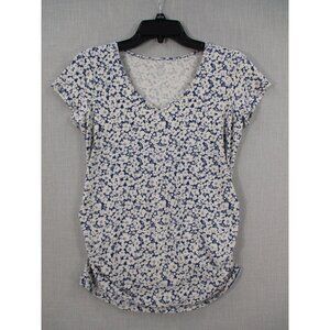 Old Navy Maternity Fitted Floral Print V-Neck Short Sleeve Tee Size -S